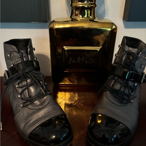 Chanel Patent Leather Cap Toe Combat Boots - Picture 9 of 10